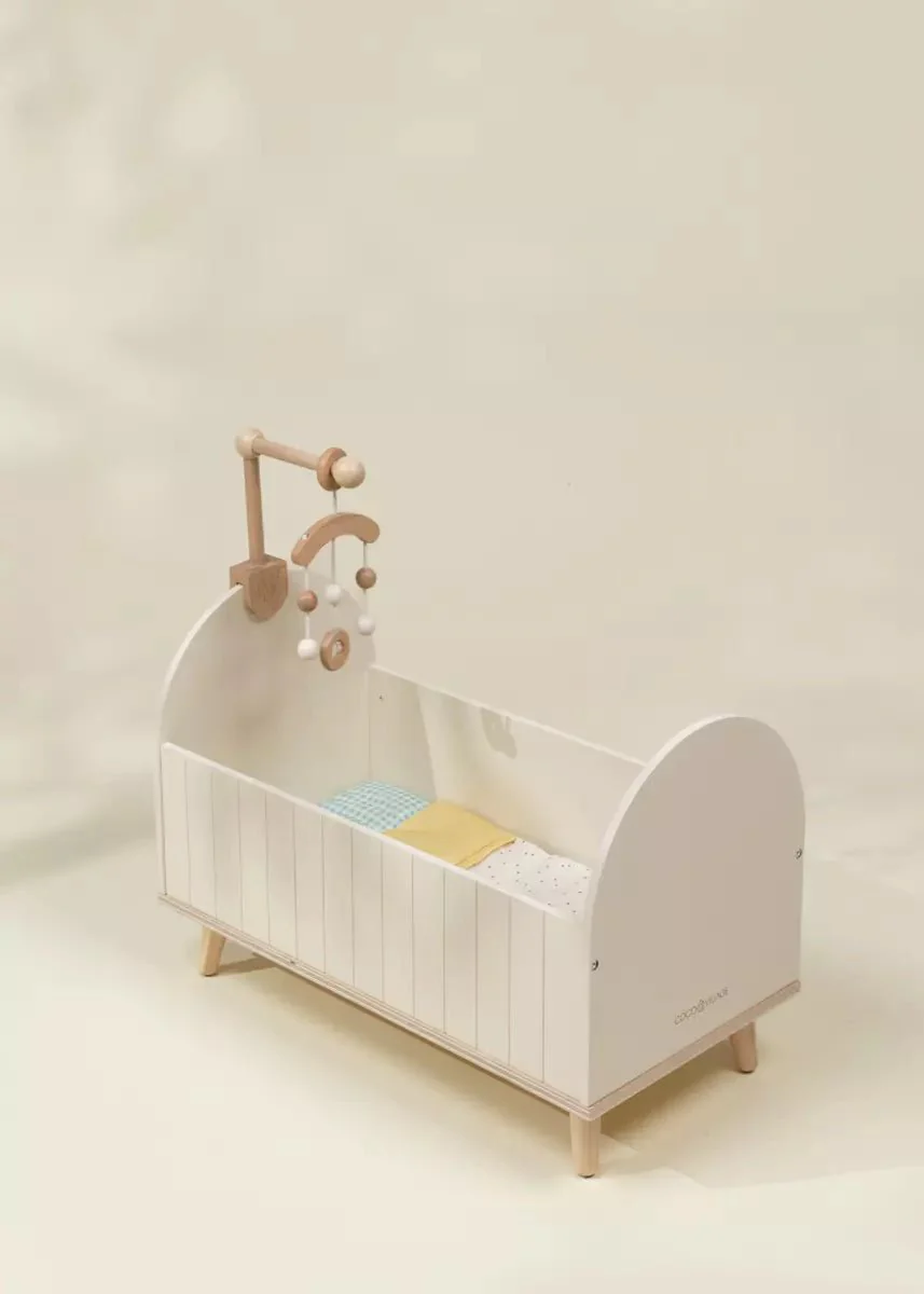 Wooden Doll Crib & Accessories